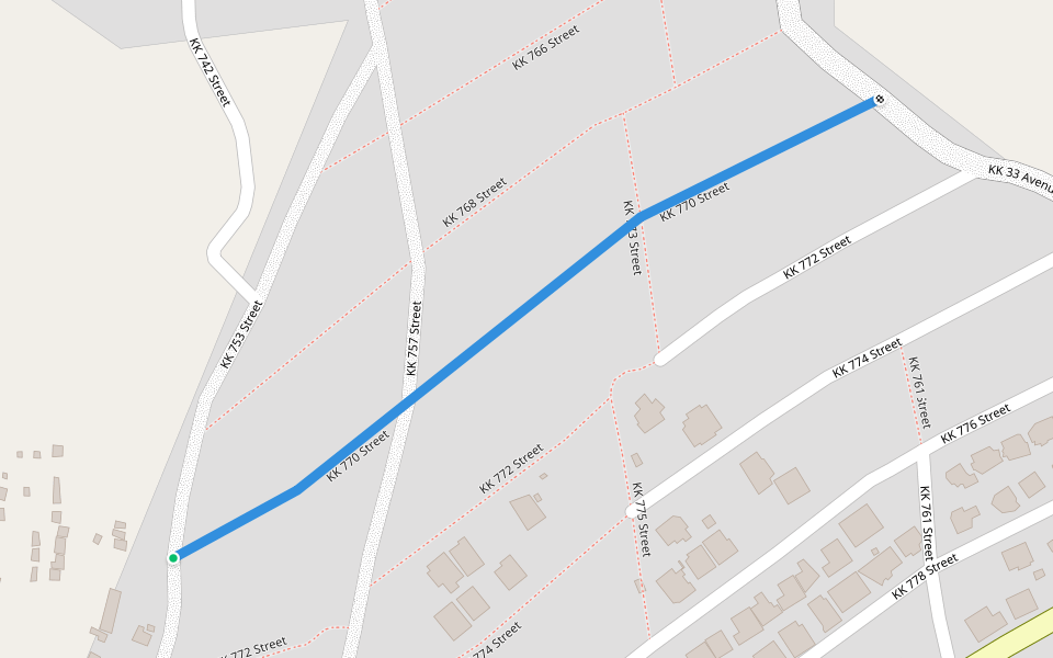 KK 770 Street walking route map in Kigali