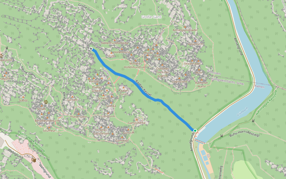 Raaber Kessel walking route map in Rathen