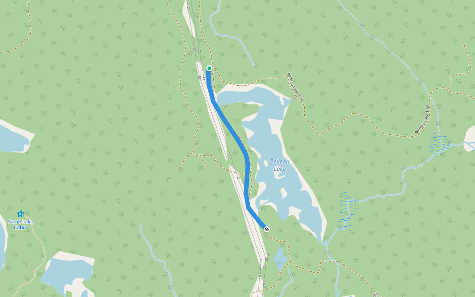 Belleau Lake Trail walking route map in Goulais River