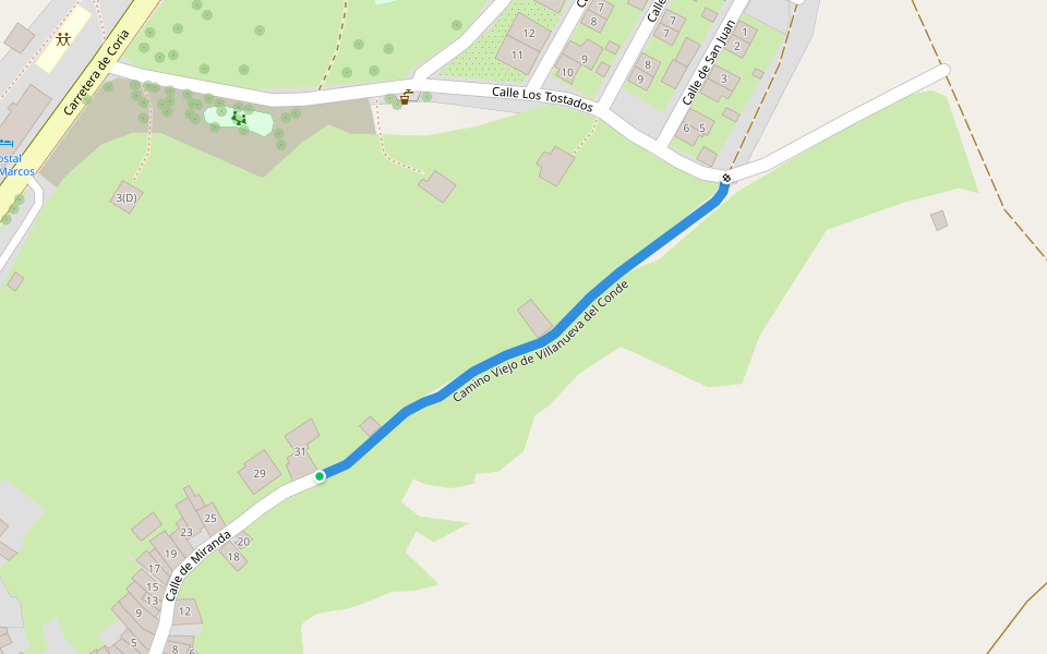 Camino Viejo de Villanueva del Conde walking route map in Cepeda