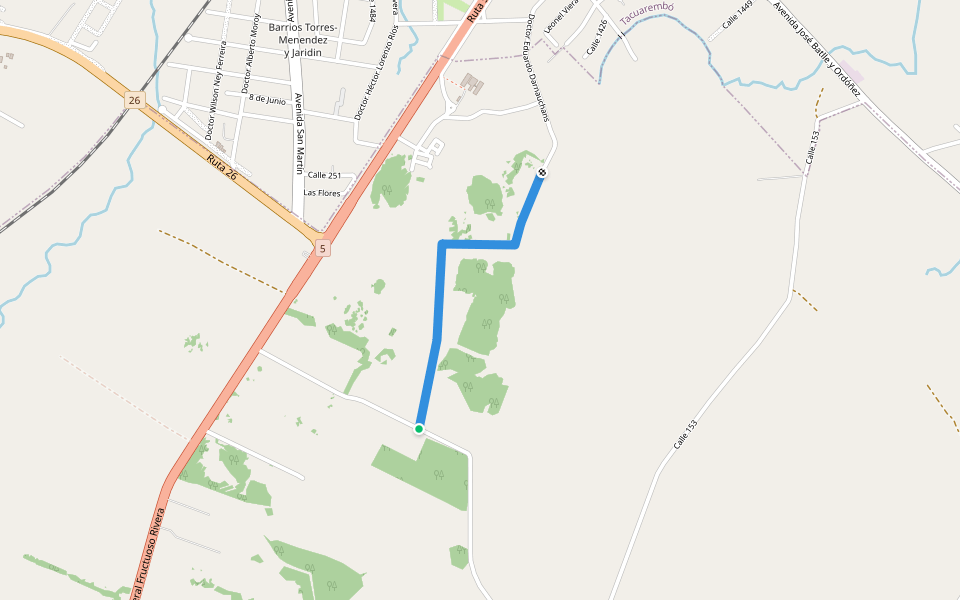 Doctor Eduardo Darnauchans walking route map in Tacuarembó