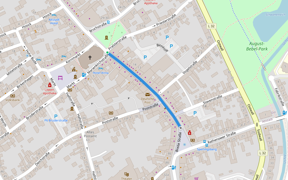 Breite Straße walking route map in Stendal
