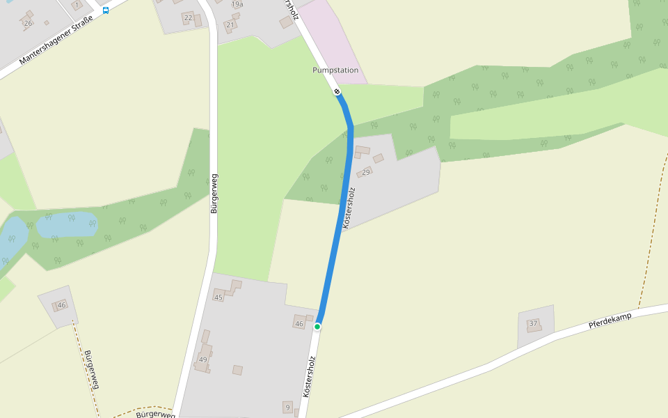 Köstersholz walking route map in Spenge