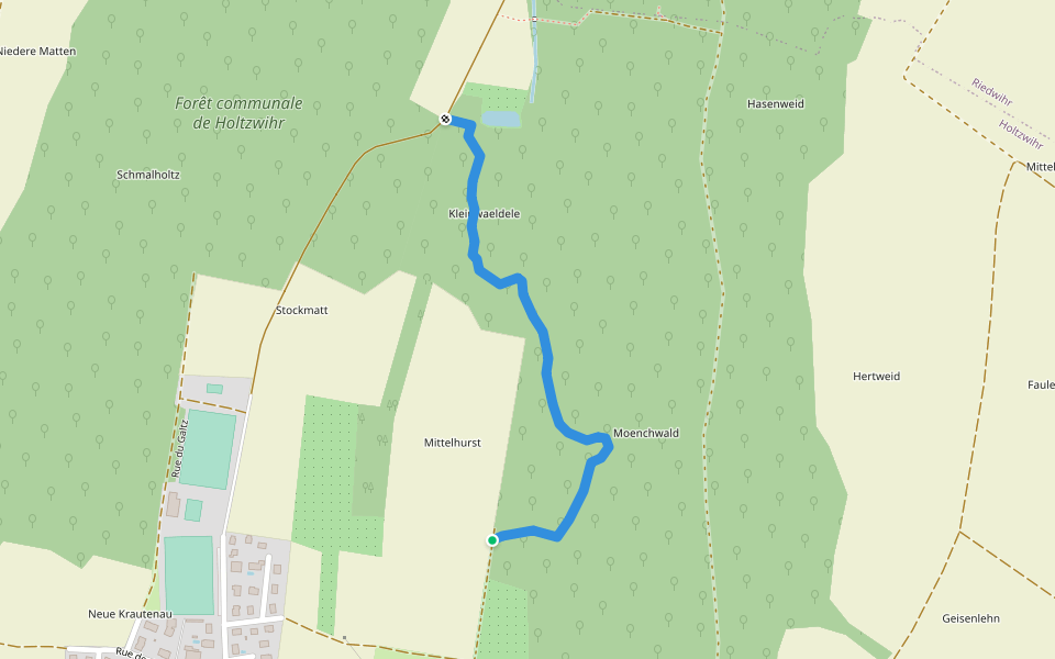 Sentier Botanique des Sources de L'Orchbach walking route map in Holtzwihr
