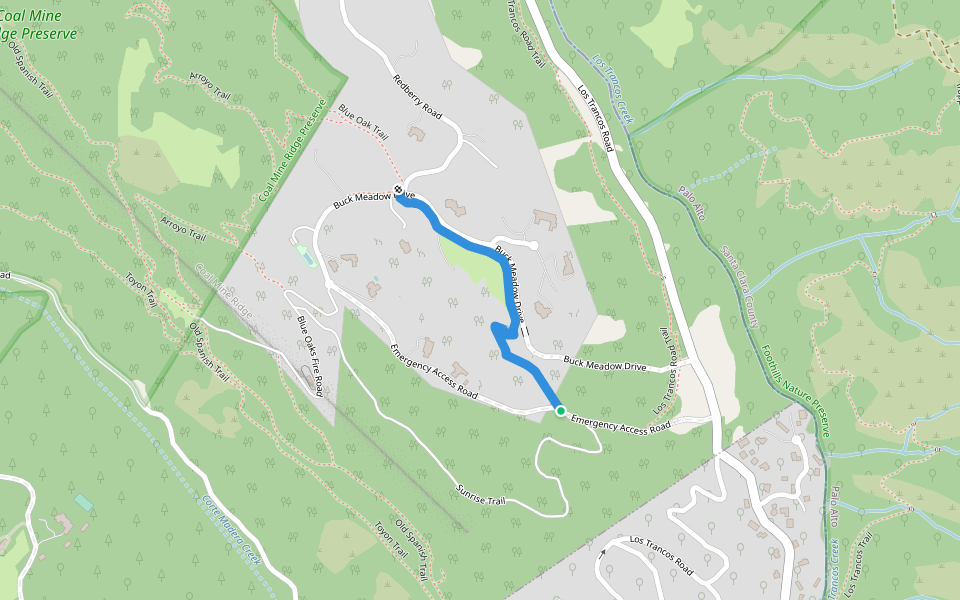 Buck Meadow Trail walking route map in Portola Valley