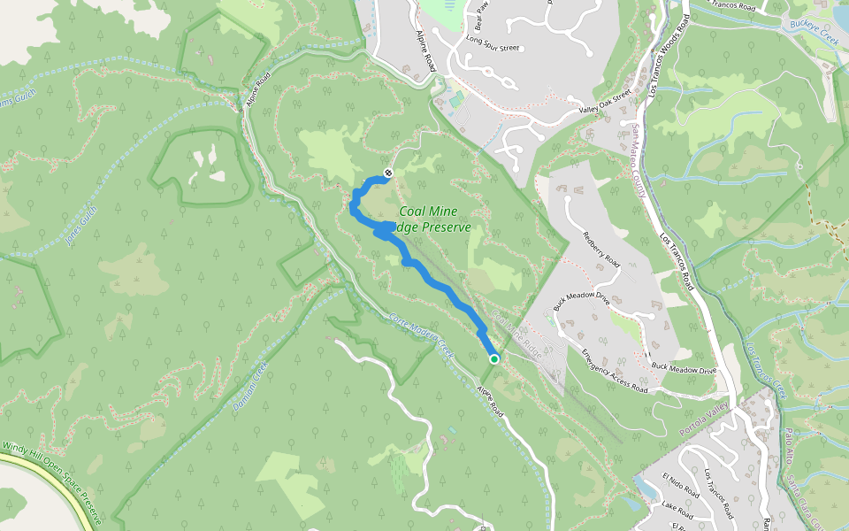 Coal Mine Ridge Trail walking route map in Portola Valley