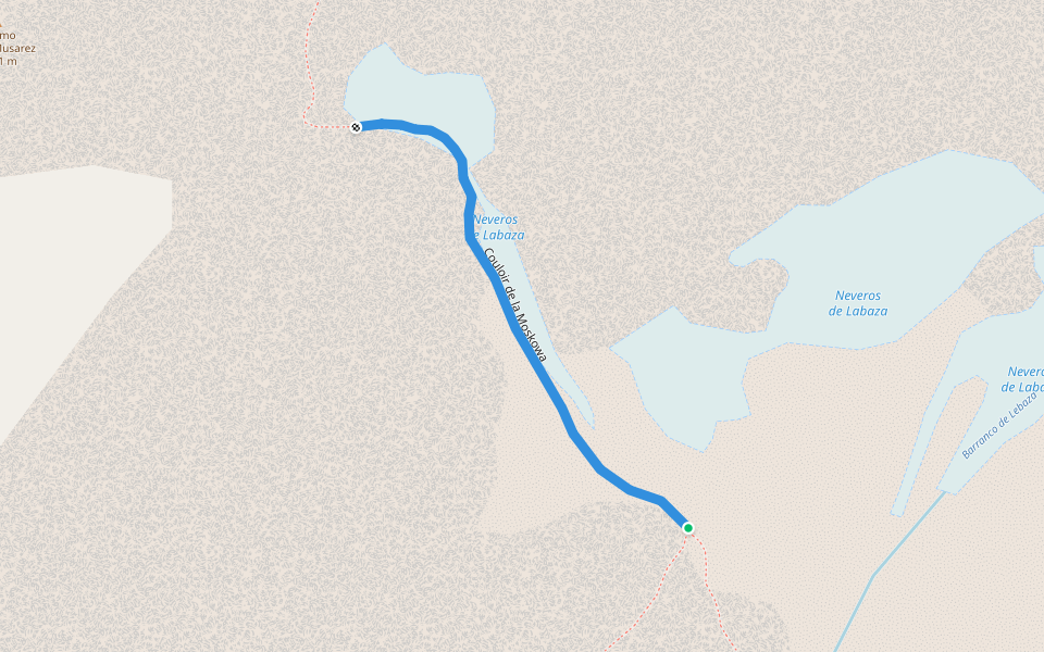 Couloir de la Moskowa walking route map in Torla-Ordesa