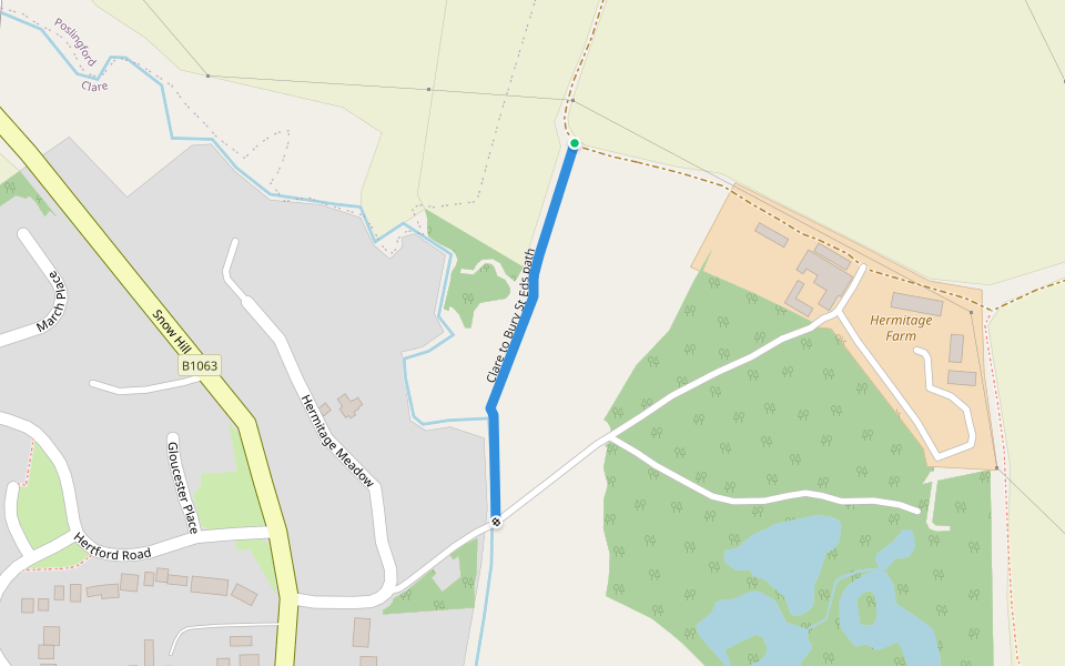 Clare to Bury St Eds path walking route map in Clare