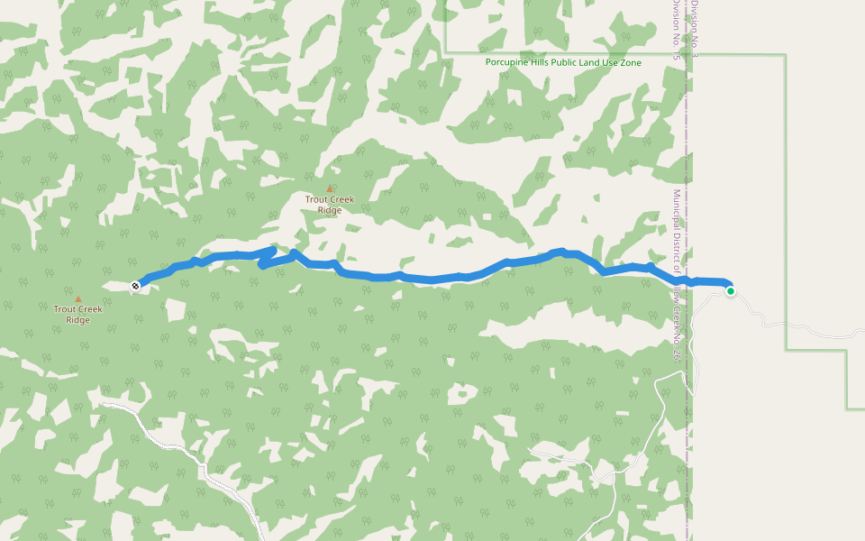 Lyndon Creek Tr walking route map in Claresholm