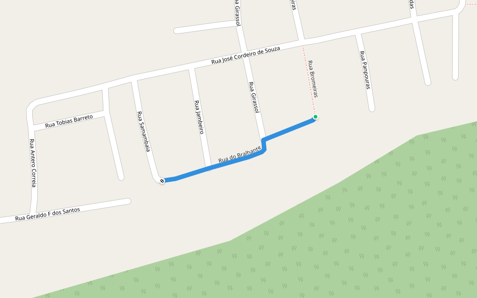 Rua do Bralhante walking route map in Tabatinga