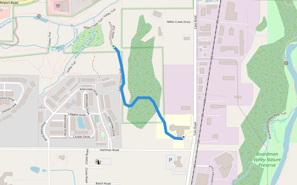 Sabin School Trail walking route map in Traverse City