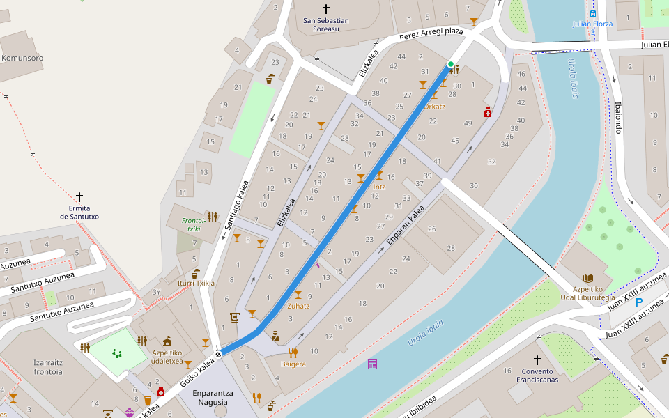 Erdikalea walking route map in Azpeitia
