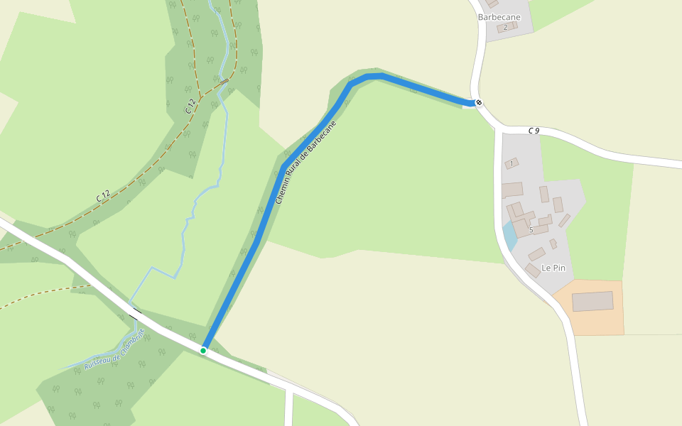 Chemin Rural de Barbecane walking route map in La Mothe-Saint-Héray