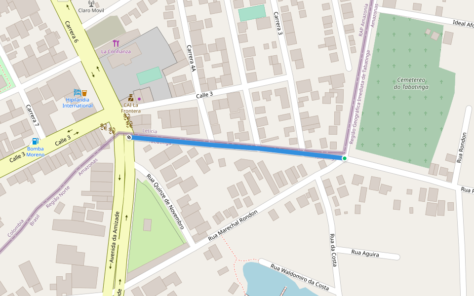Rua Peri walking route map in Tabatinga