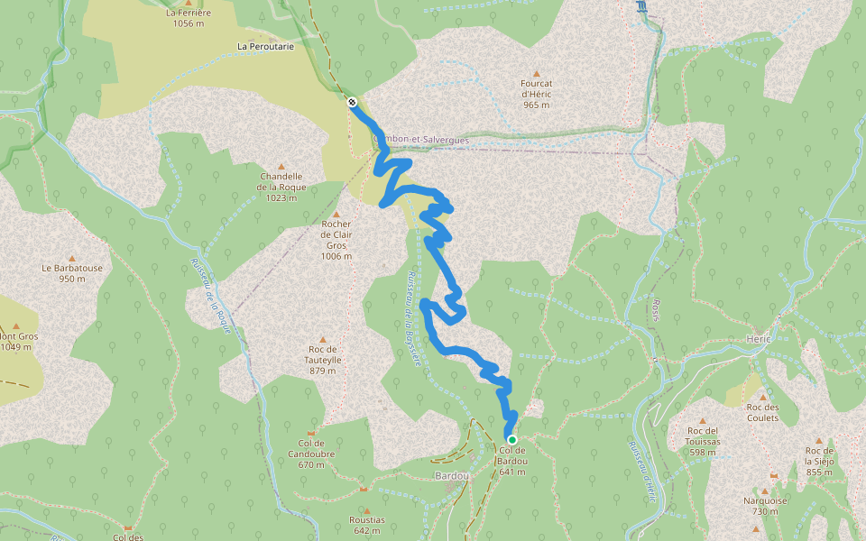 Sentier de Bardou à Saint-Martin-du-Froid walking route map in Mons