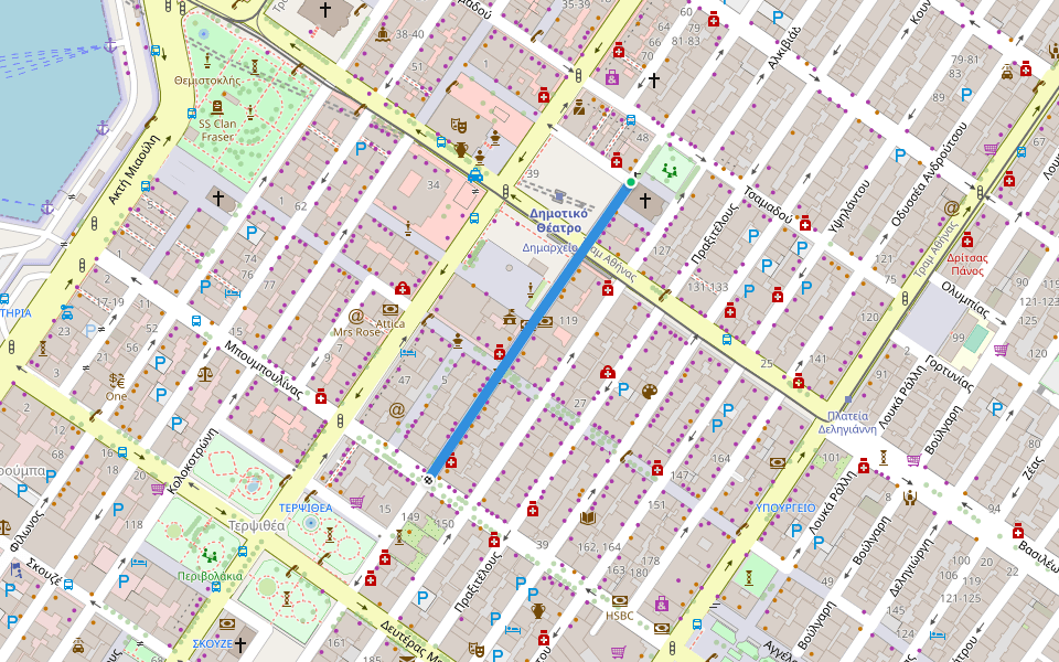 Καραΐσκου walking route map in Pireas