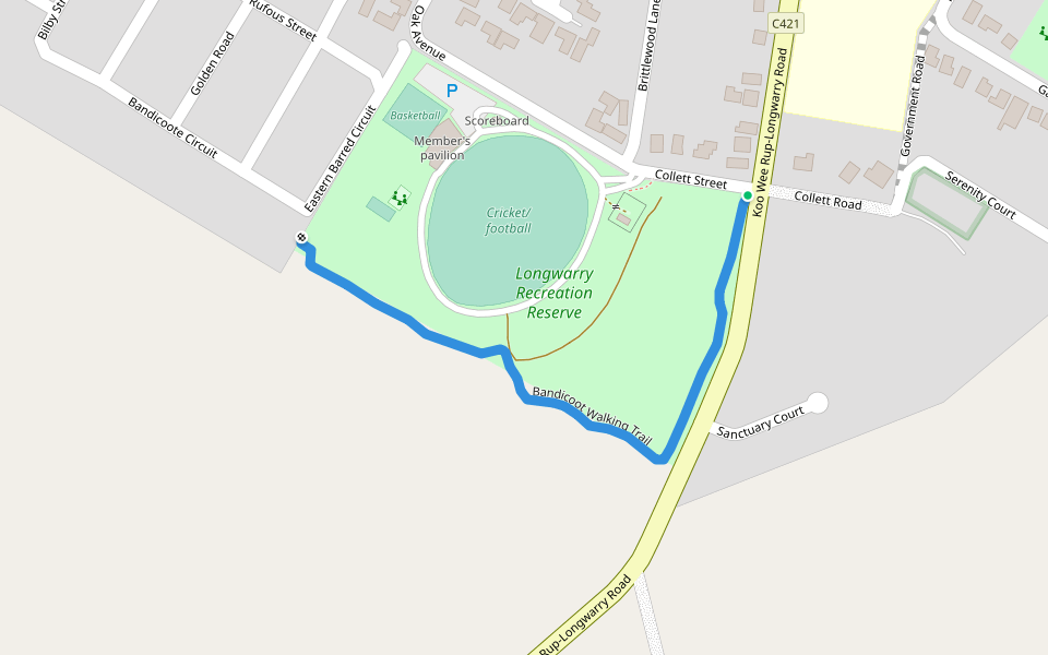 Bandicoot Walking Trail walking route map in Longwarry