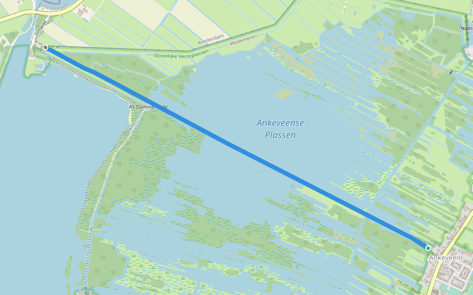 Dammerkade walking route map in Ankeveen