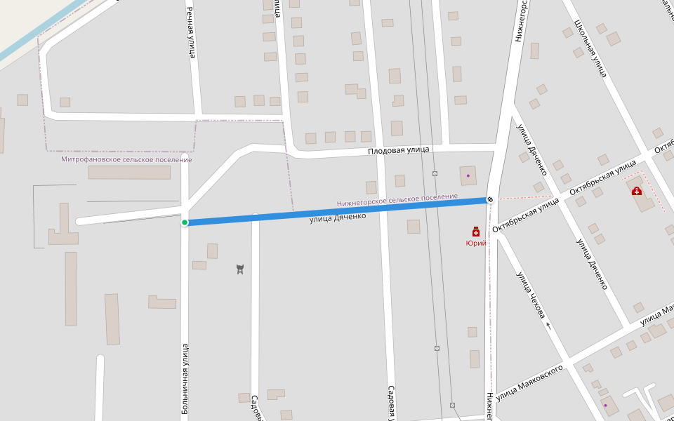 улица Дяченко walking route map in Plodove