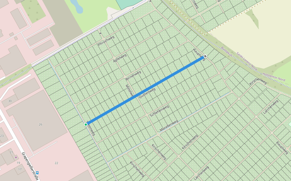 Quittenweg walking route map in Lübeck