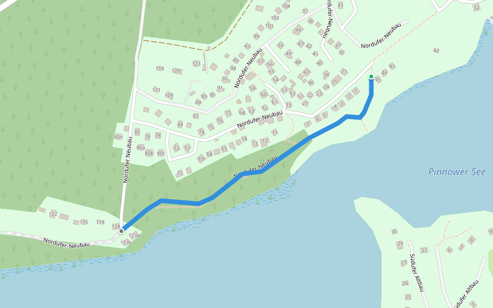 Nordufer-Neubau walking route map in Schenkendöbern