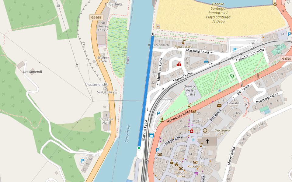 Arrantzale kalea walking route map in Deba