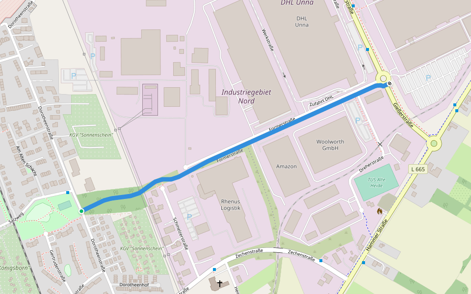 Formerstraße walking route map in Unna