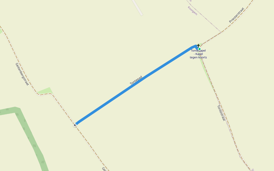 Tontepad walking route map in Zwevegem