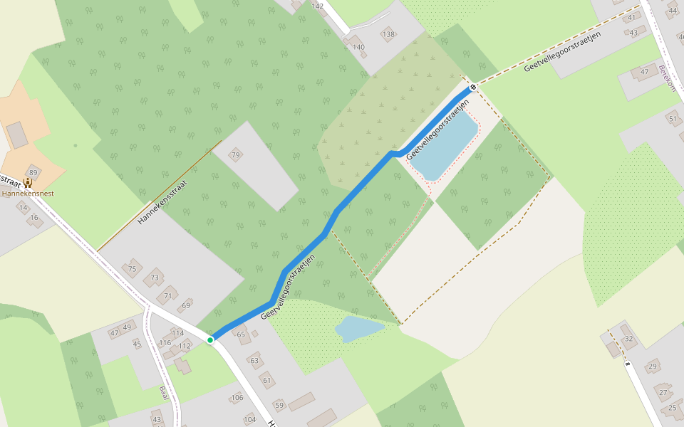 Geetvellegoorstraetjen walking route map in Begijnendijk
