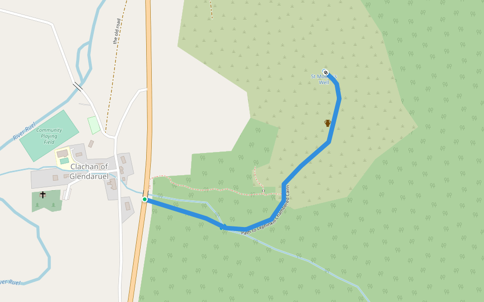 Path to Lephinkill Chambered Cairn walking route map in Clachan of Glendaruel