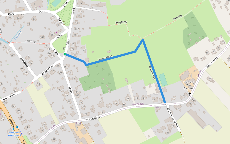 Vossendries walking route map in Opwijk