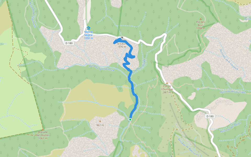 Sentier de Rive Taillade walking route map in Rosis
