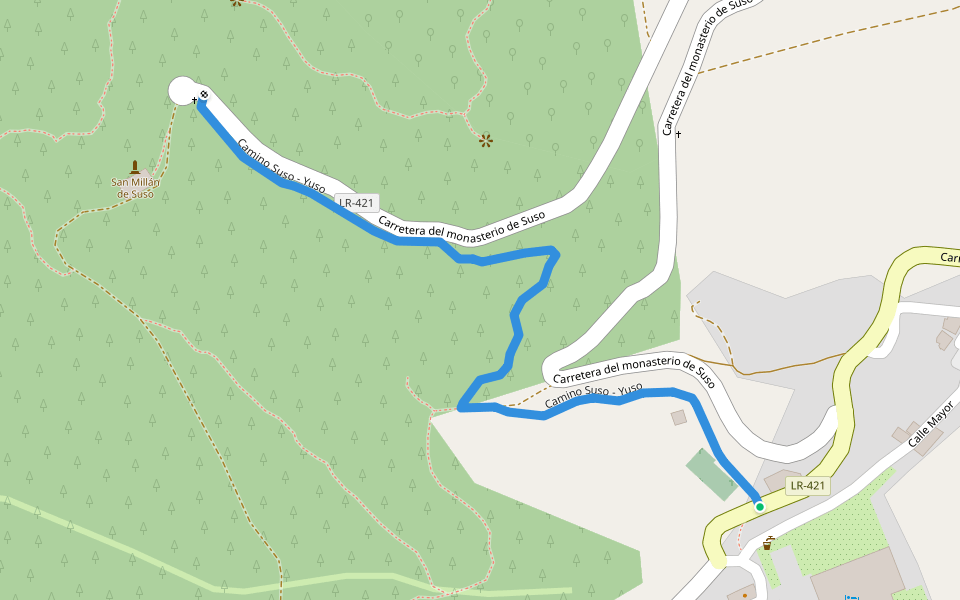 Camino Suso - Yuso walking route map in San Millán de la Cogolla