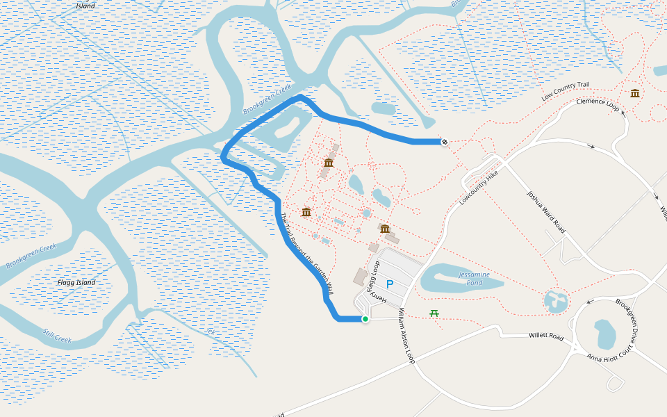 The Trail Beyond the Garden Wall walking route map in Pawleys Island