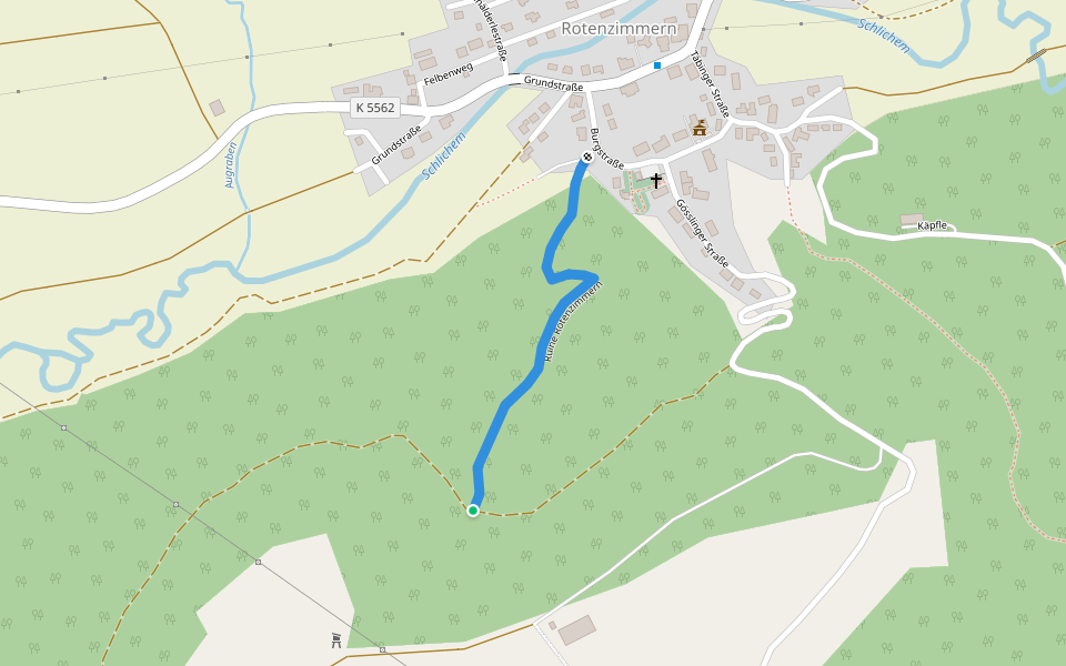 Ruine Rotenzimmern walking route map in Dietingen