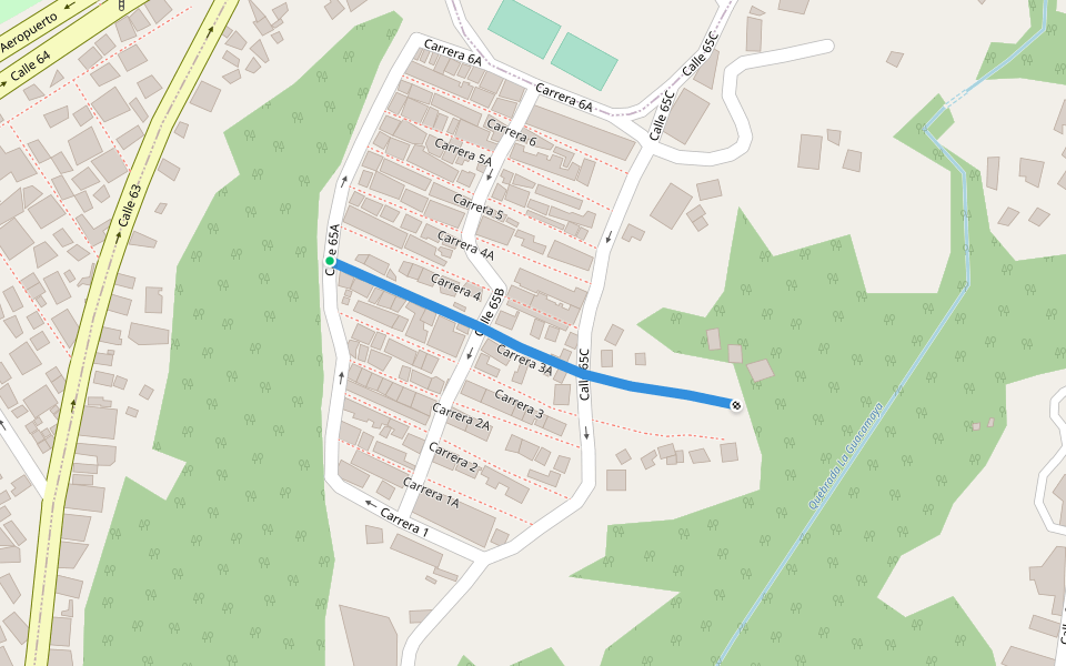 Carrera 3A walking route map in Bucaramanga