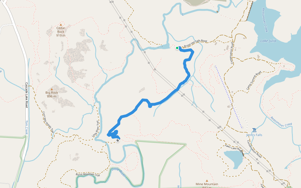 Corn Mill Shoals Trail walking route map in Cedar Mountain