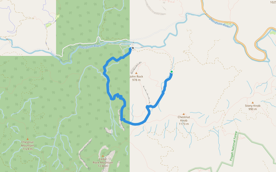 Cat Gap Loop Trail walking route map in Brevard
