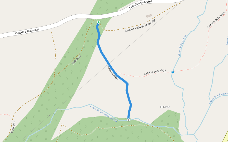 Camino La Nieta walking route map in Cepeda