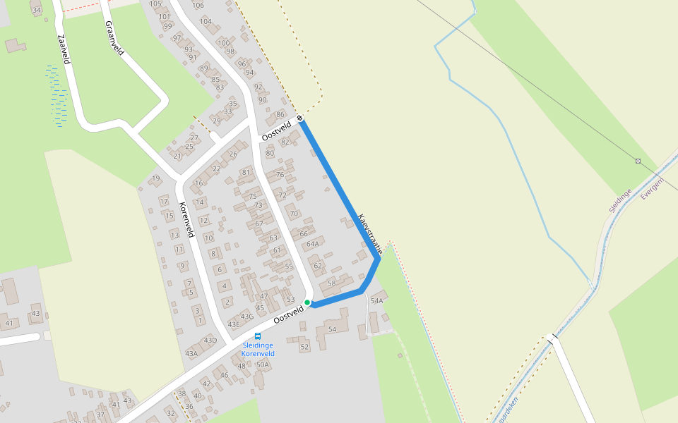 Kaeystraatje walking route map in Evergem