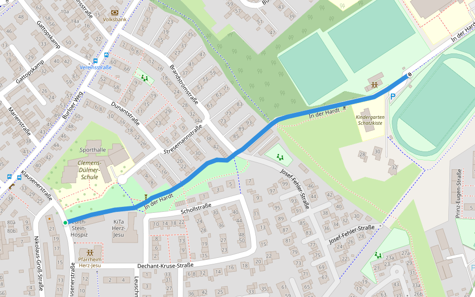 In der Hardt walking route map in Bocholt