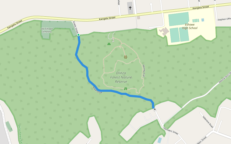 Royal Drive walking route map in Eshowe