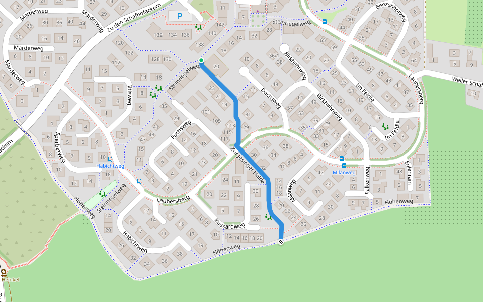 Zur Jesinger Halde walking route map in Kirchheim unter Teck