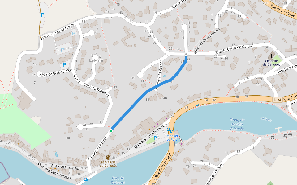 Chemin du Rocher walking route map in Pléneuf-Val-André