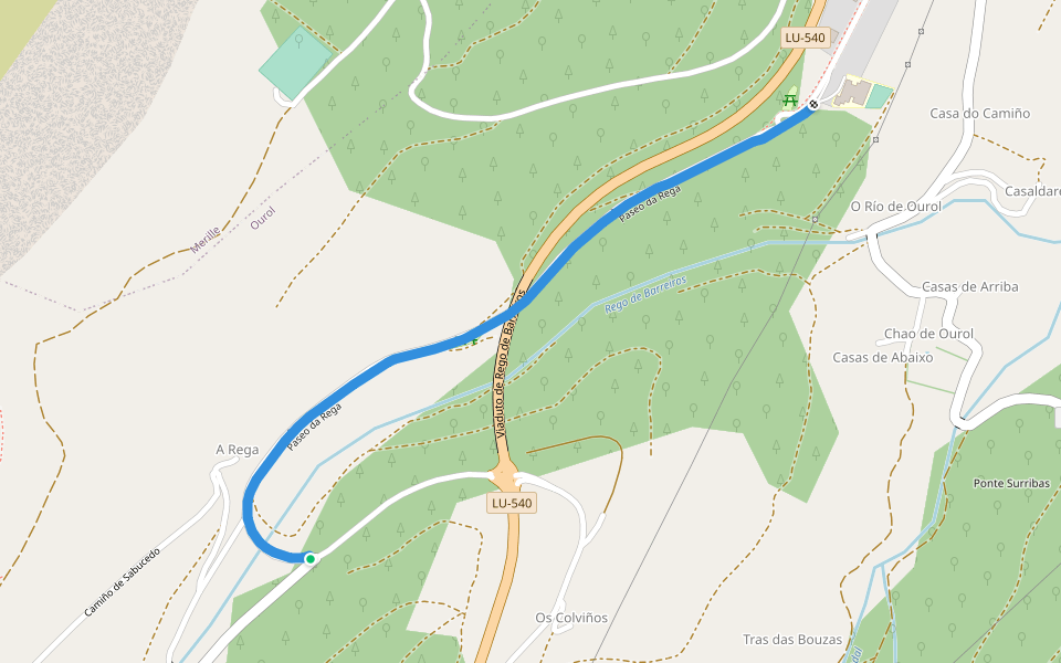 Paseo da Rega walking route map in Orol