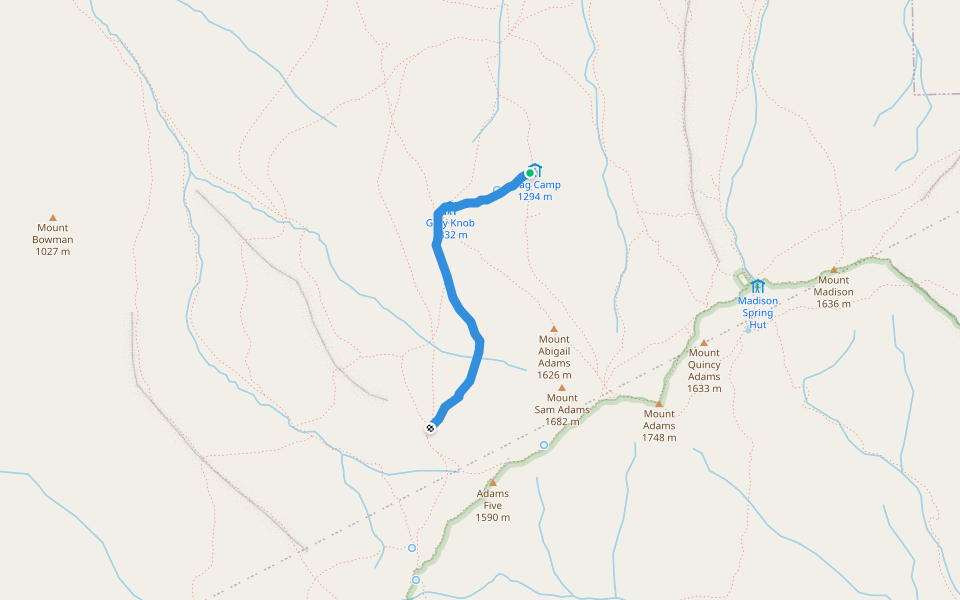Gray Knob Trail walking route map in Randolph