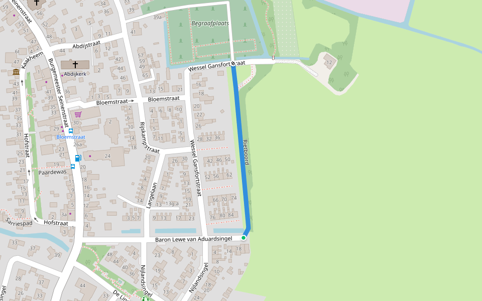 Rietboord walking route map in Aduard