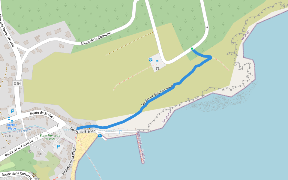 Sentier de Beg Min Rouz walking route map in Plouézec