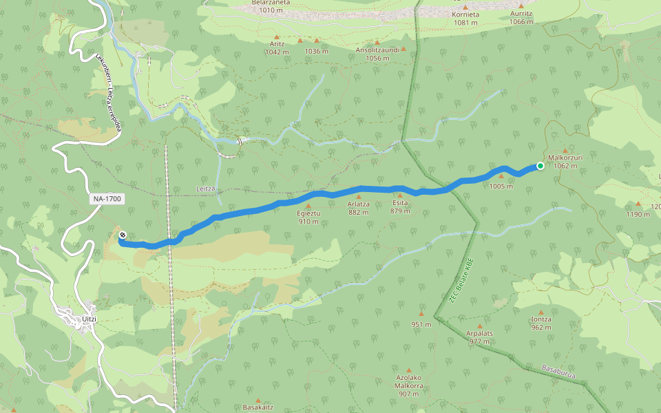 Uitziko bidea walking route map in Gorriztaran