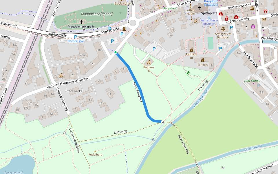 Beim Amtshof walking route map in Burgdorf